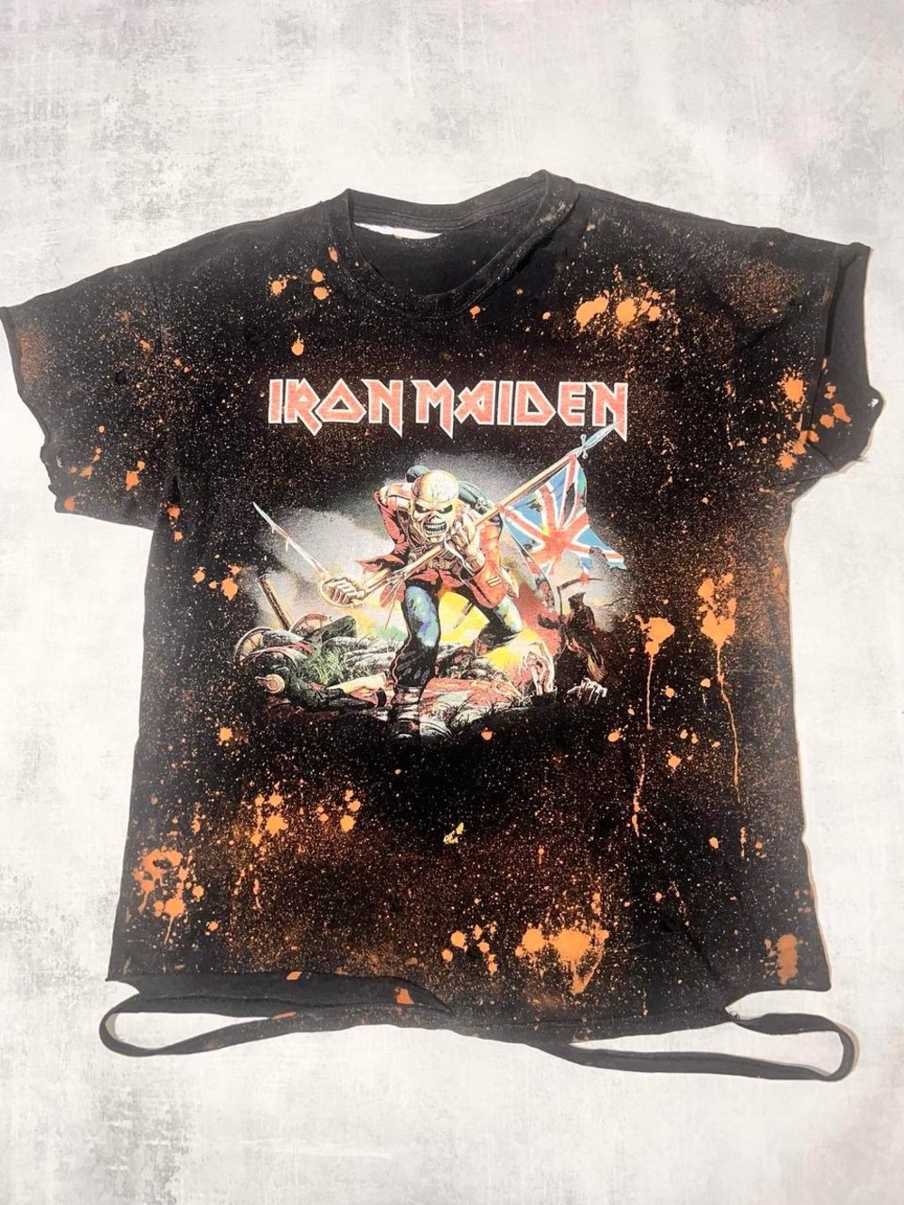 Iron Maiden black distressed classic band tour tee